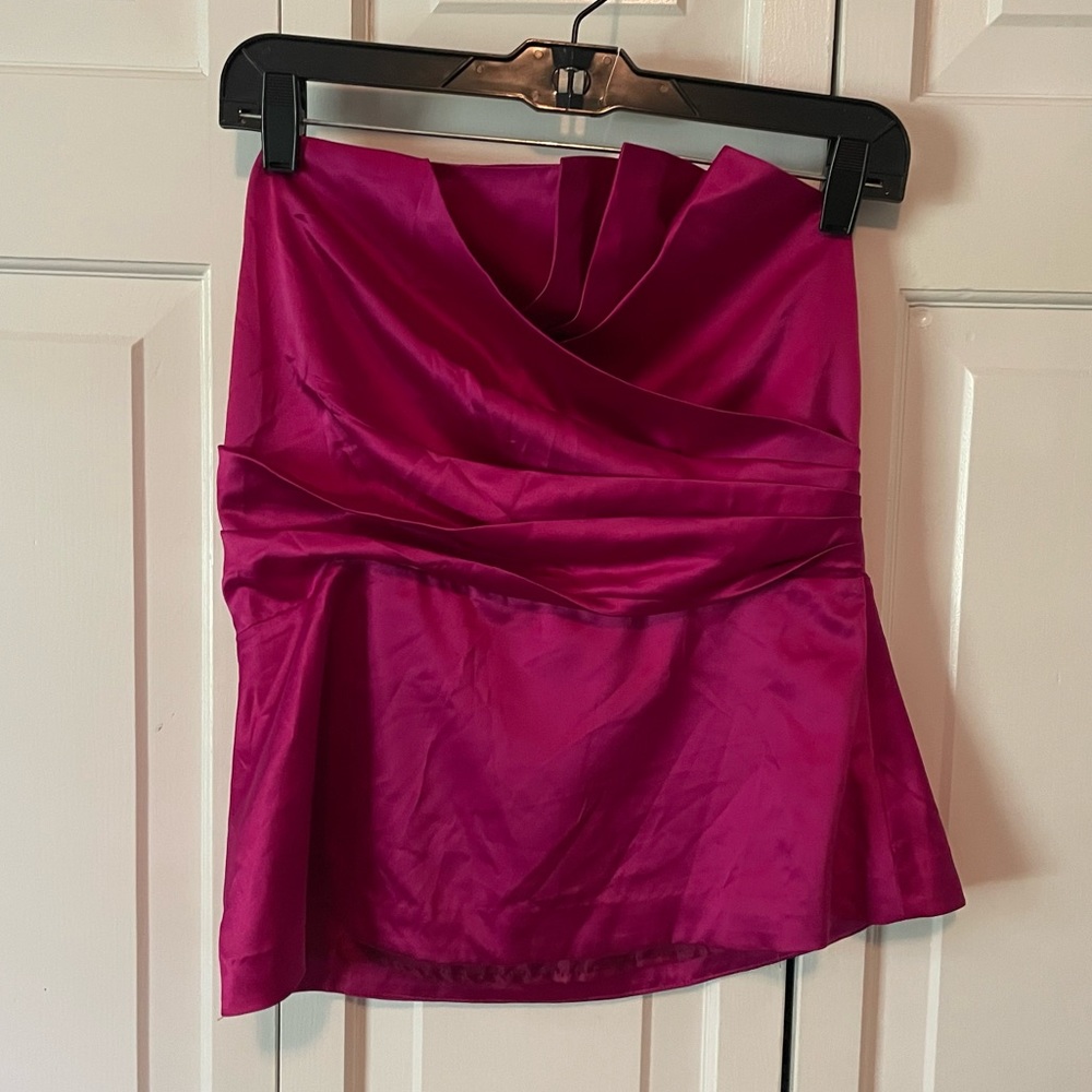 The Limited Metallic Pink Strapless Ruched Top